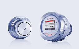 L-Rix inline refractometer with a stainless steel housing, one unit showing the sensor side and the other displaying measurement data on a digital screen.